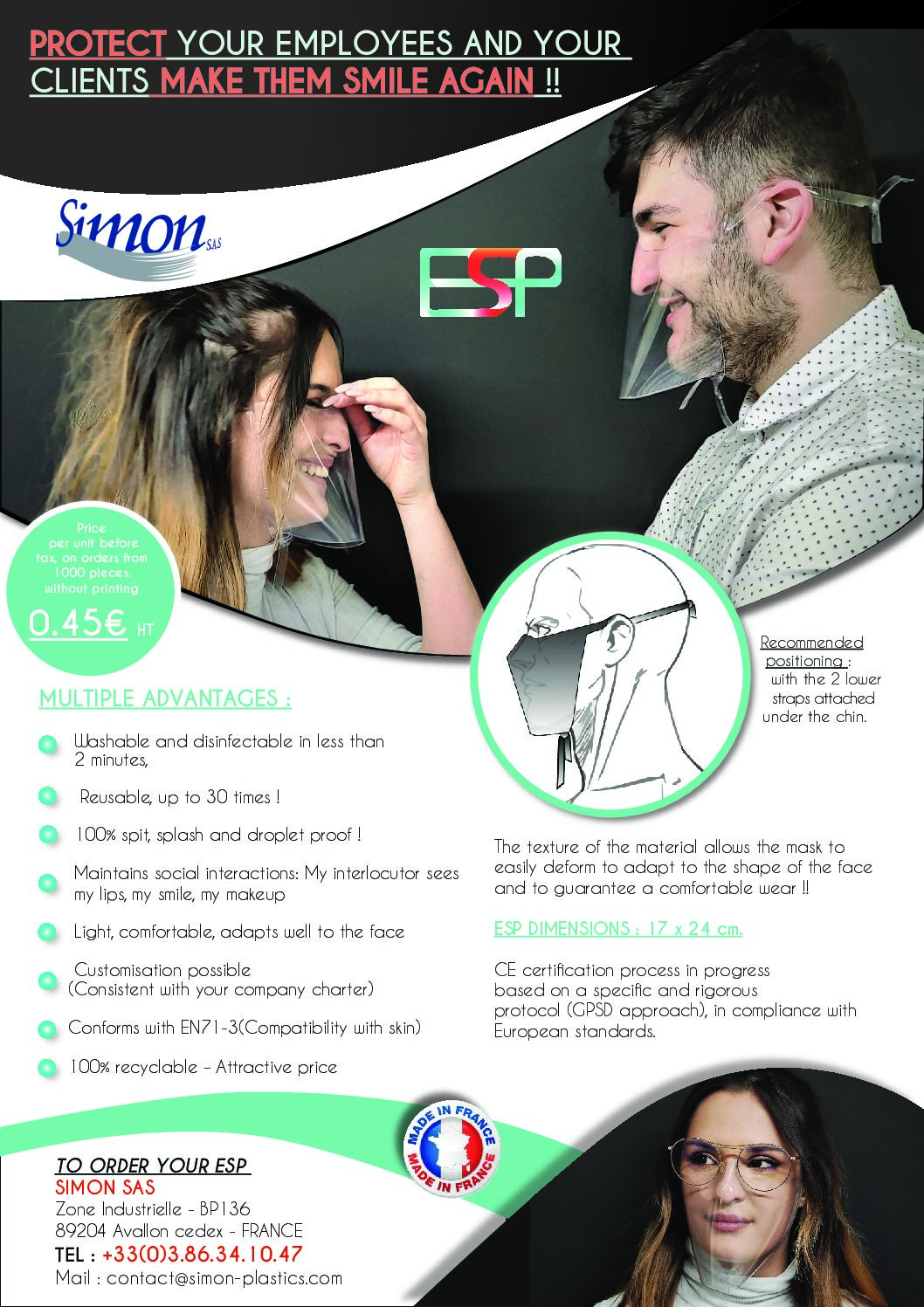 ESP : transparent protective mask for your employees and customers