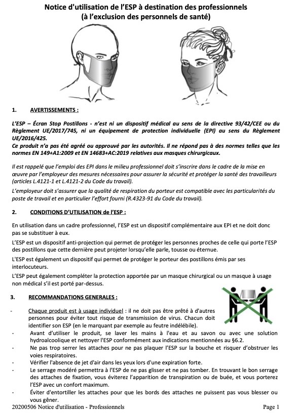 notice pro masque inclusif transparent homologue